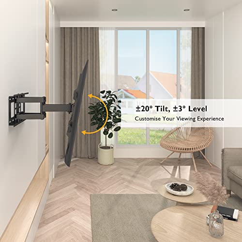 BONTEC Soporte TV Pared para Pantallas de 32-85 Pulgadas Plana & Curva LED LCD OLED, Soporte Pared TV de Articulado Inclinable y Giratorio, Resistentes hasta 60 kg, VESA Máx 600x400 mm